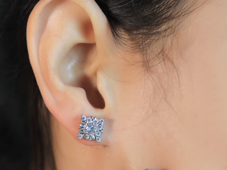 Zarkan Floral Square Silver Studs Fashion