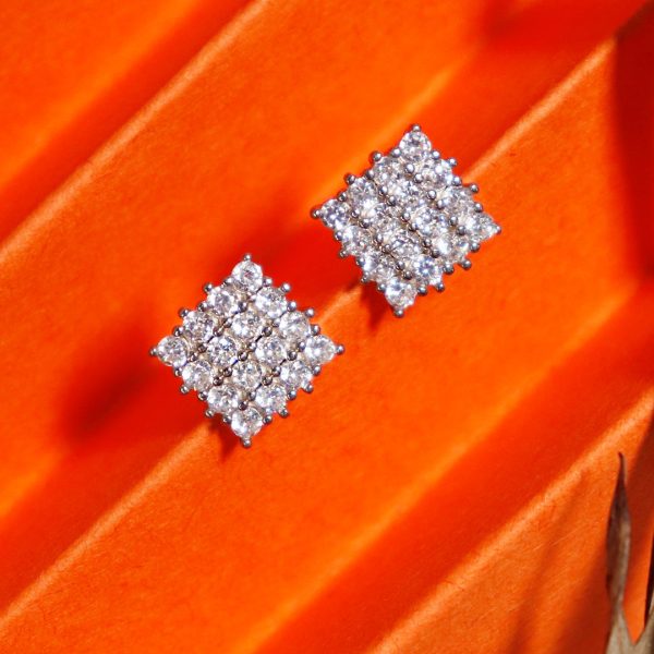 Zarkan Silver Square Cool Look Earrings on Sale