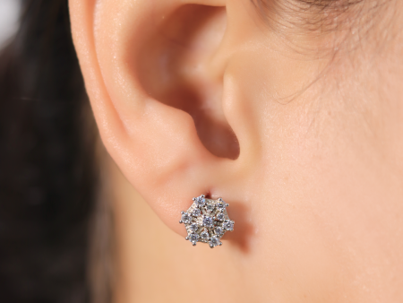 Zarkan Floral Zircon 925 Silver Studs Cheap