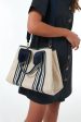 Navy Equestrian Traversee M Linen Tote Discount