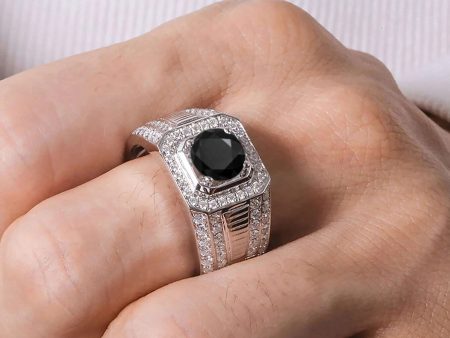 Hallmarked Silver Ring With Black Diamond For Men Online Sale