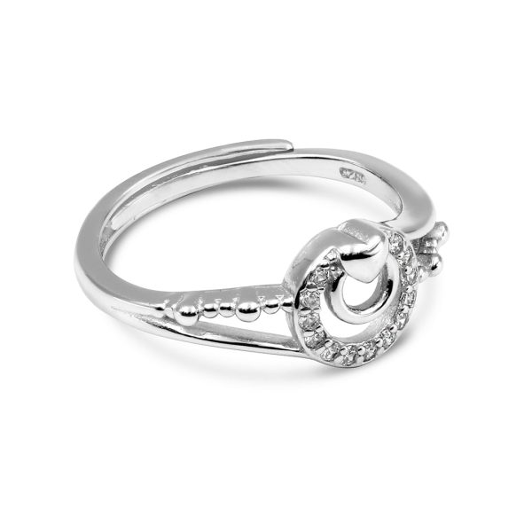 Zarkan Heart Double Loop Pure Silver Ring Online