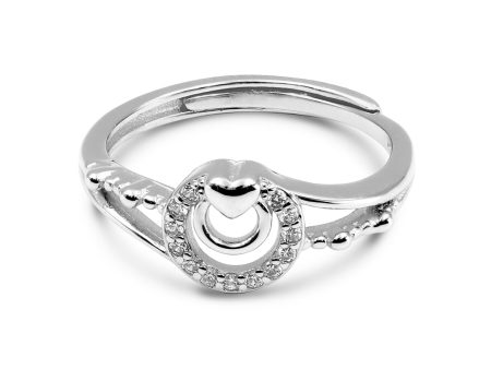 Zarkan Heart Double Loop Pure Silver Ring Online