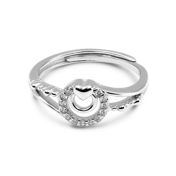 Zarkan Heart Double Loop Pure Silver Ring Online