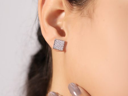 Zarkan Flat Flair Silver Zircon Studs Cheap