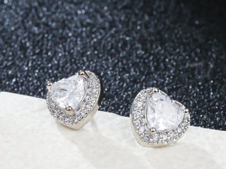 Zarkan 925 American Diamond Heart Shaped Earrings Online Hot Sale