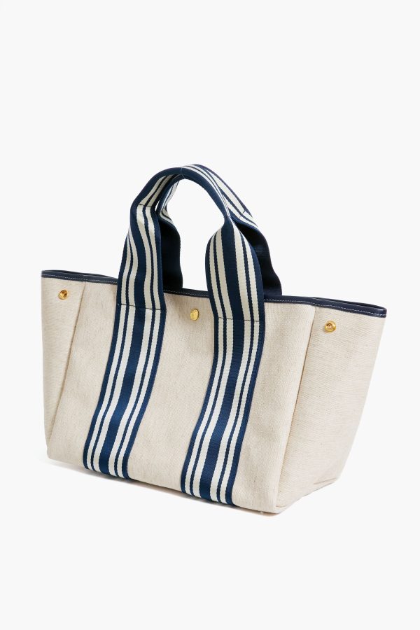 Navy Equestrian Traversee M Linen Tote Discount