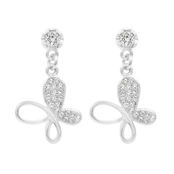 Zarkan Buttetfly Silver Drop Studs Cheap