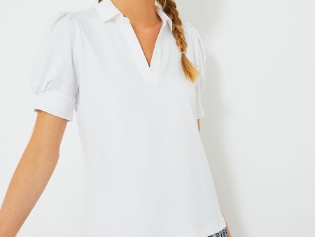 White Puff Sleeve Caroline Polo Online now