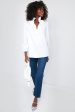 White Stretch Poplin Ruffle Neck Bouvier Blouse Online Sale