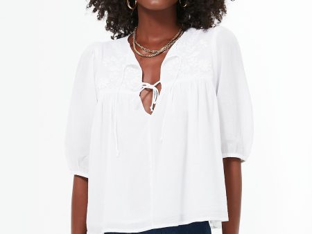 White Embroidered Puff Isla Top Hot on Sale