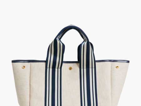 Navy Equestrian Traversee M Linen Tote Discount