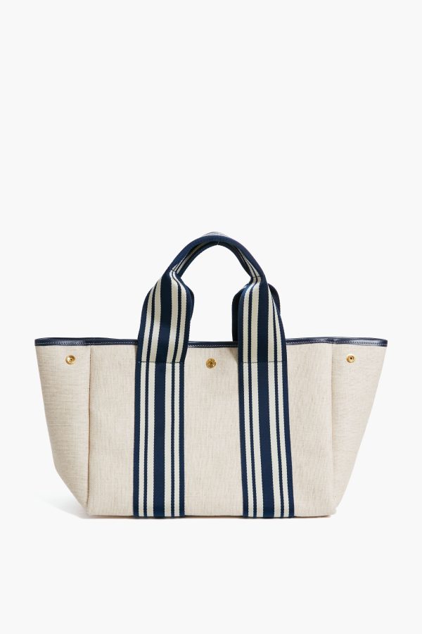 Navy Equestrian Traversee M Linen Tote Discount