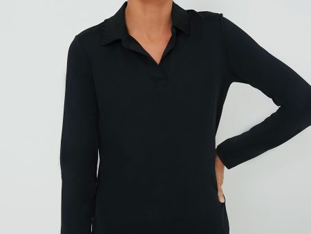 Black Long Sleeve Caroline Polo Hot on Sale