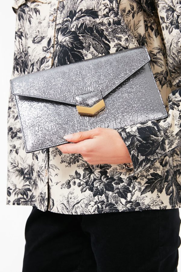 Silver Metallic London Clutch Fashion