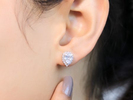 Zarkan Tear Drop Silver Studs on Sale