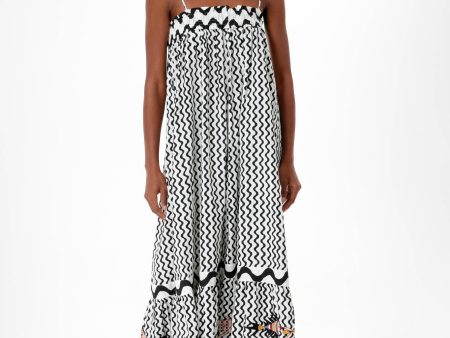 Black Ripple Tie Strap Smocked Straight Midi Dress Online