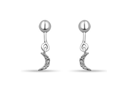 Zarkan 925 Silver Barbell Hanging Half Moon Earrings on Sale