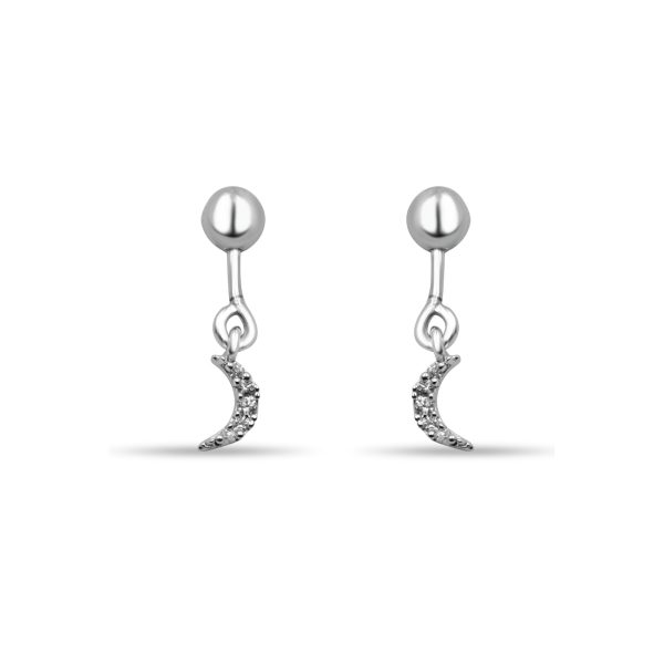 Zarkan 925 Silver Barbell Hanging Half Moon Earrings on Sale