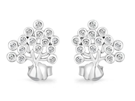 Zarkan Tree Zircon Silver Studs For Sale