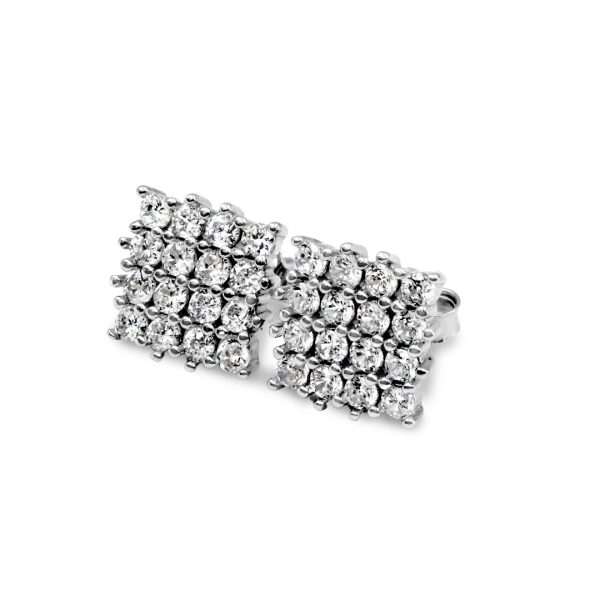 Zarkan Silver Square Cool Look Earrings on Sale