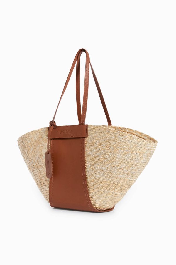 Tan Cristina Straw Tote Cheap