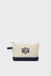 Navy Monogrammed Canvas Make-Up Bag For Sale