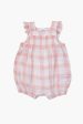 Pink Painted Gingham Smocked Front Overall Shortie on Sale