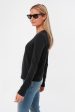 Black Modern Slub Long Sleeve Tee Hot on Sale