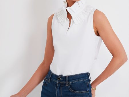 White Sleeveless Bouvier Blouse For Discount