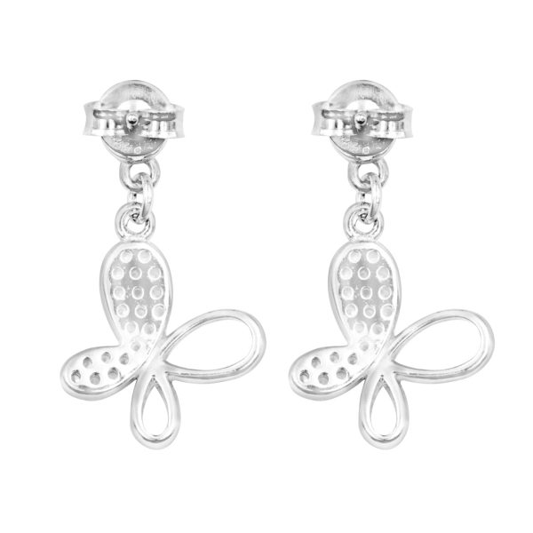 Zarkan Buttetfly Silver Drop Studs Cheap