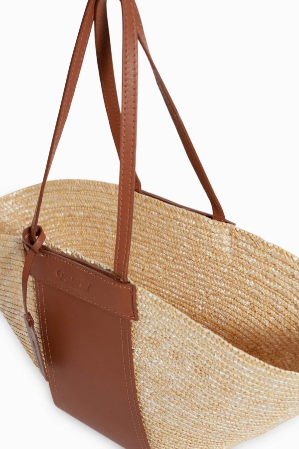 Tan Cristina Straw Tote Cheap