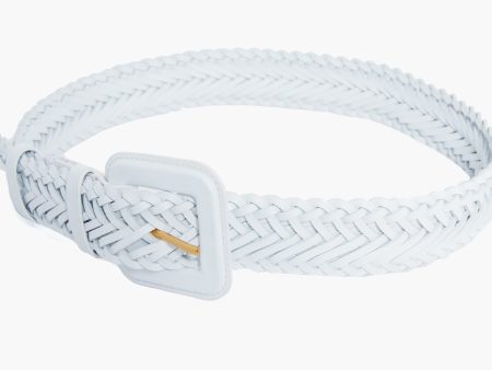 White Vachetta Oliver Thin Woven Leather Belt Discount