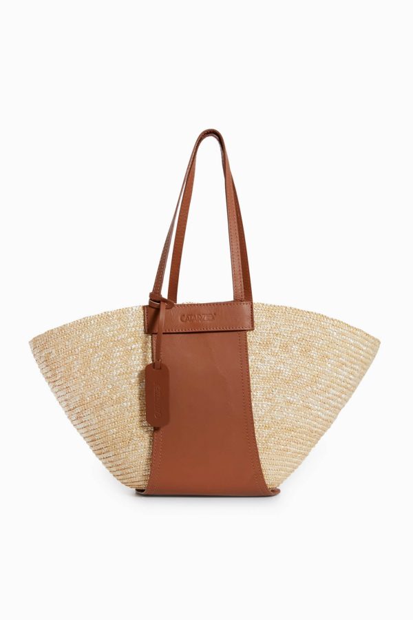 Tan Cristina Straw Tote Cheap