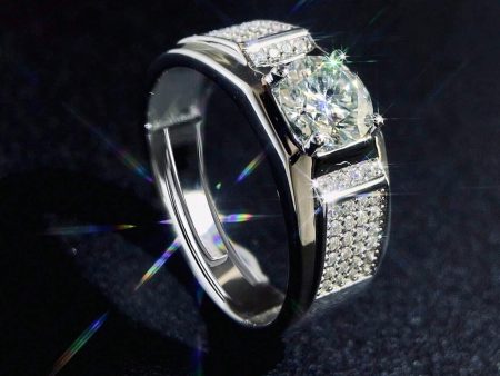 Hallmarked Men s Premium Silver Ring With Classic Diamond Sale