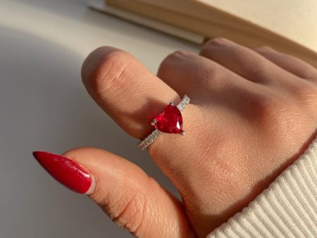 Hallmark Silver Blazing Red Heart Ring Supply