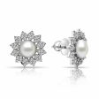 Floral Pearl AD Pure Silver Earrings Fashion