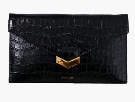 Black Croc London Clutch Cheap