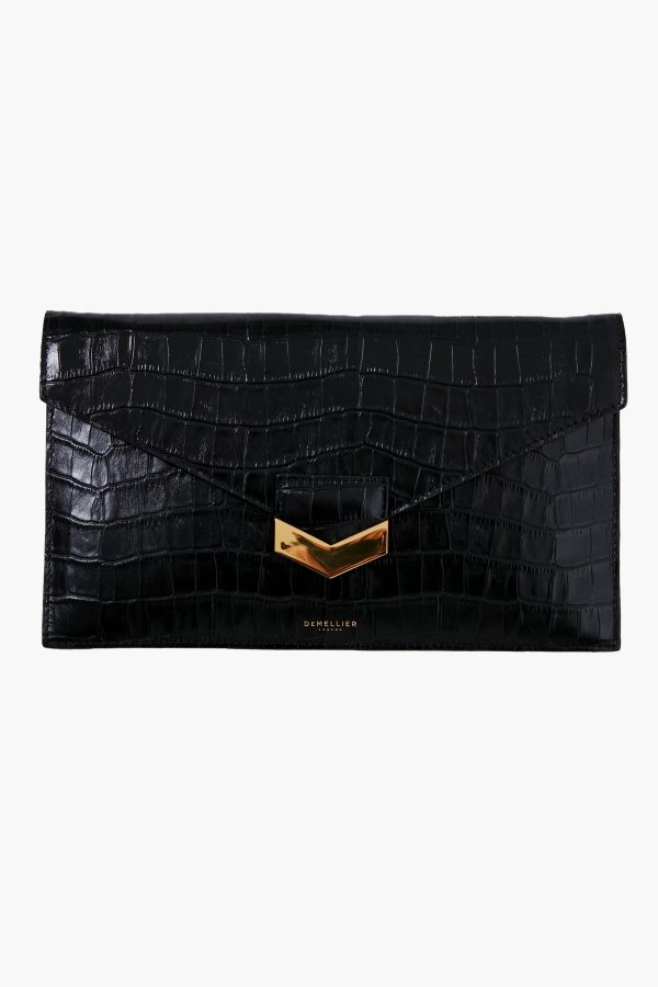 Black Croc London Clutch Cheap