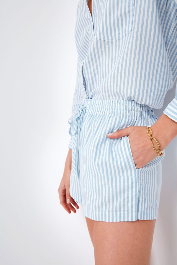 Blue Oxford Stripe Dora Short For Cheap