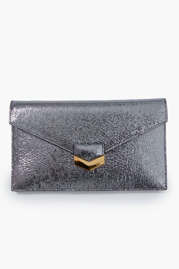 Silver Metallic London Clutch Fashion