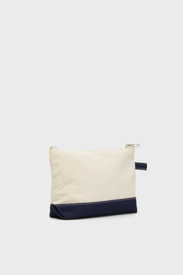 Navy Monogrammed Canvas Make-Up Bag For Sale