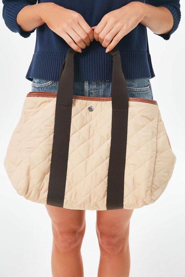 Beige Traversee M Quilted Tote Online Sale