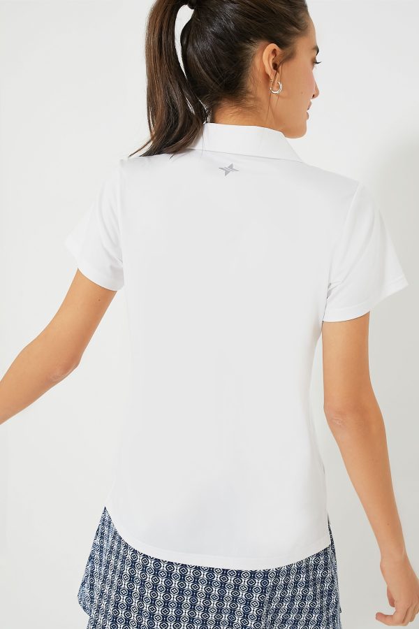 White Short Sleeve Caroline Polo Hot on Sale