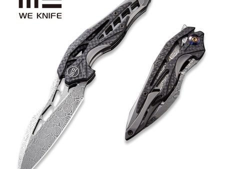 WEKNIFE Arrakis Flipper Knife Titanium & Carbon Fiber Handle (3.45  Damasteel Blade) 906CF-DS1 on Sale