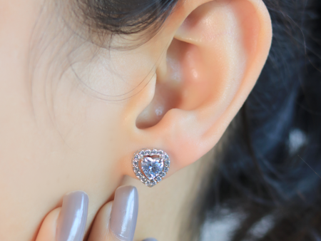 Zarkan Zircon Heart Cute Silver Studs Cheap