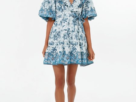 Beryl Blue Print Remy Mini Dress Online now