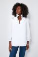 White Stretch Poplin Ruffle Neck Bouvier Blouse Online Sale