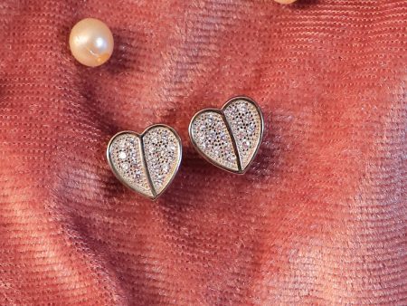 Zarkan Double Drop Heart Minimal Silver Earrings Hot on Sale