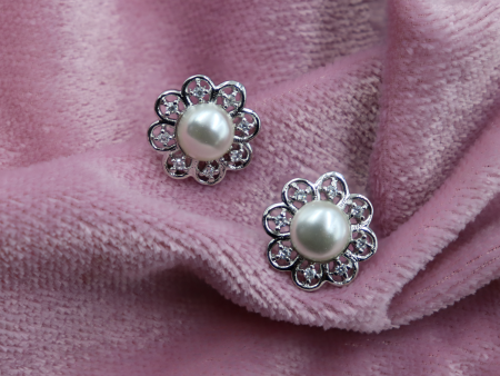 925 Silver Pearl Tops With AD Earring For Cheap